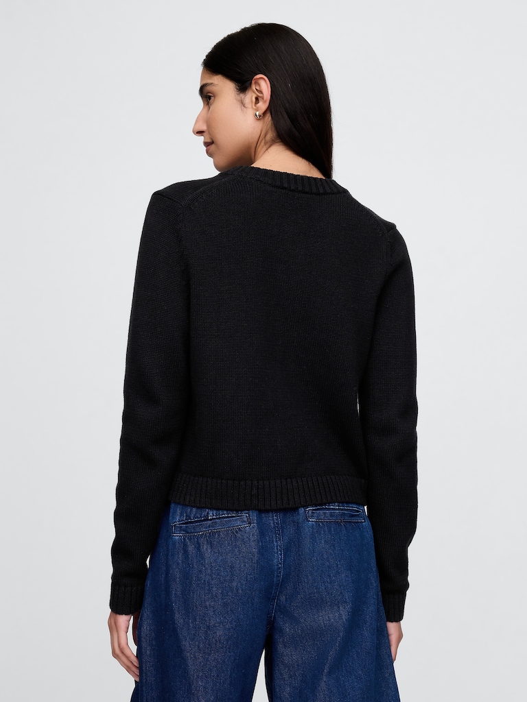 100% Cotton Crewneck Cardigan