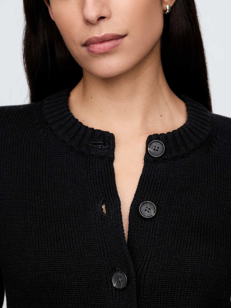 100% Cotton Crewneck Cardigan
