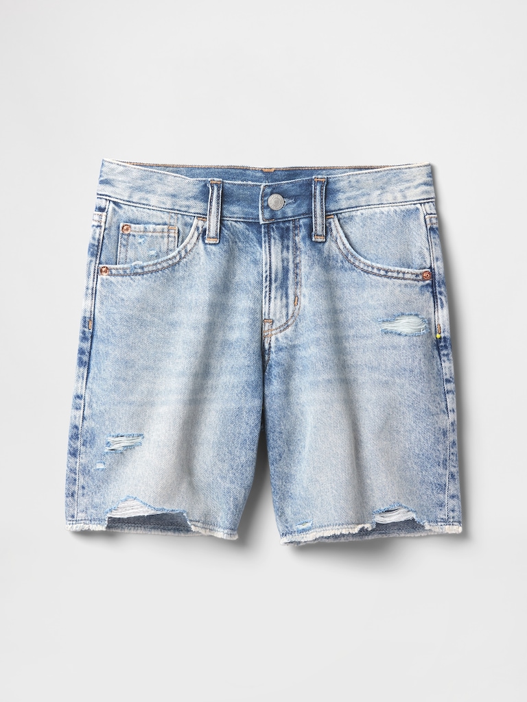 Kids Low Rise Stride Denim Bermuda Shorts