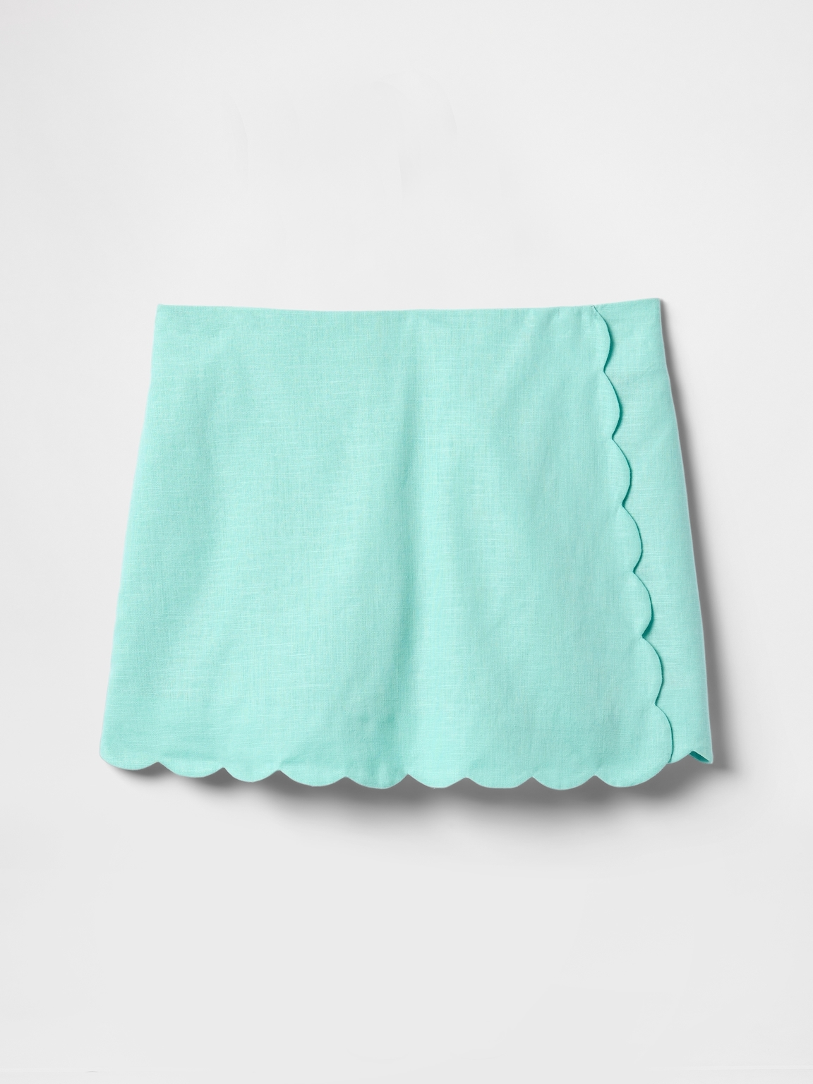 Kids Linen-Cotton Scalloped Wrap Skort