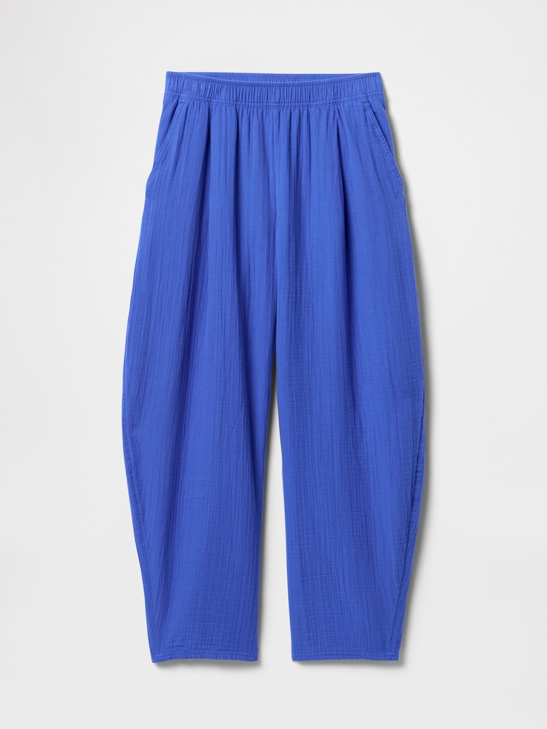 Cotton Gauze Easy Barrel Pants