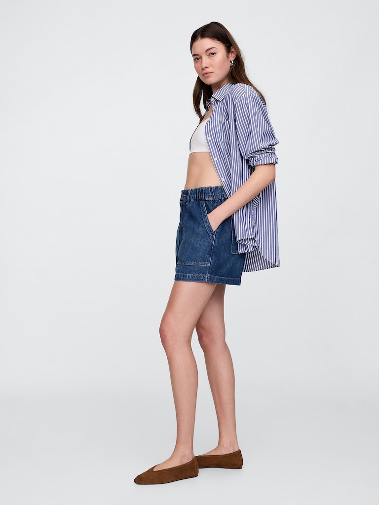4" High Rise SuperSoft Denim Utility Shorts