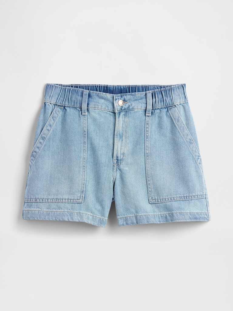 4" High Rise SuperSoft Denim Utility Shorts