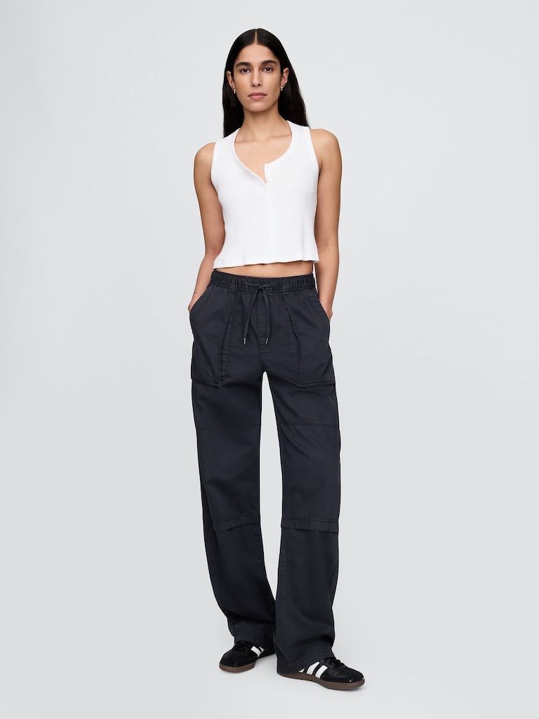 Mid Rise Easy Utility Barrel Pants