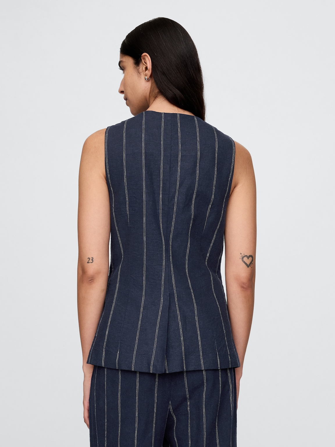 Linen-Blend Longline Vest