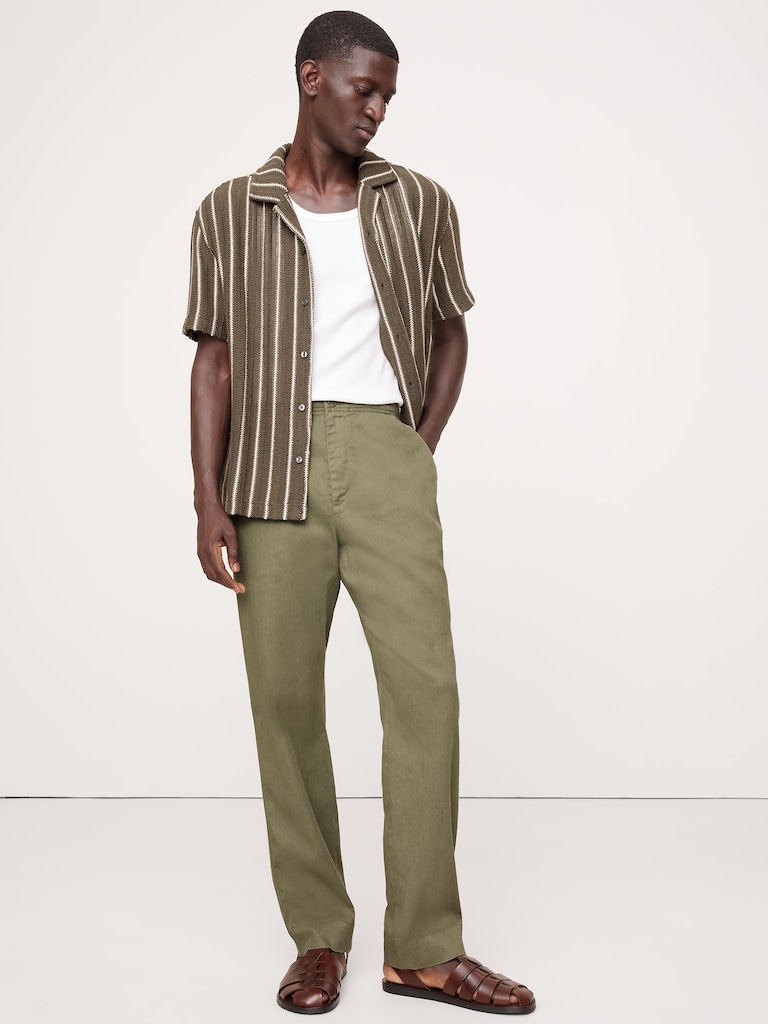 Italian Linen-Cotton Pull-On Pant