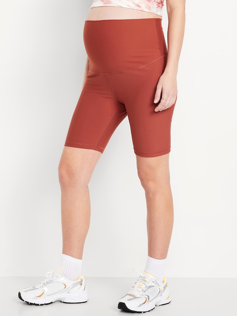 Maternity Full Panel PowerSoft Biker Shorts -- 8-inch inseam