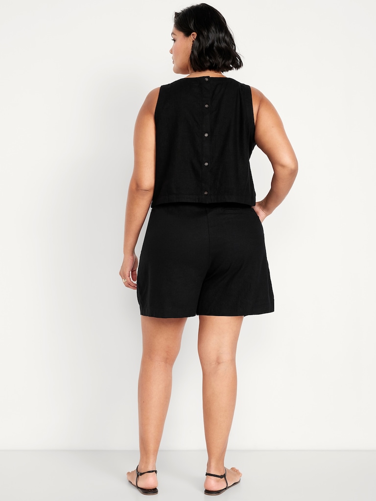 Extra High-Waisted Linen-Blend Taylor Trouser Shorts -- 5-inch inseam