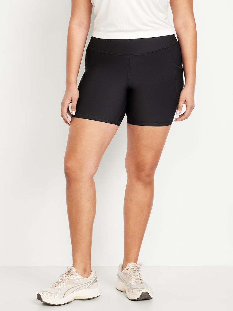 High-Waisted PowerSoft Pocket Biker Shorts -- 6-inch inseam
