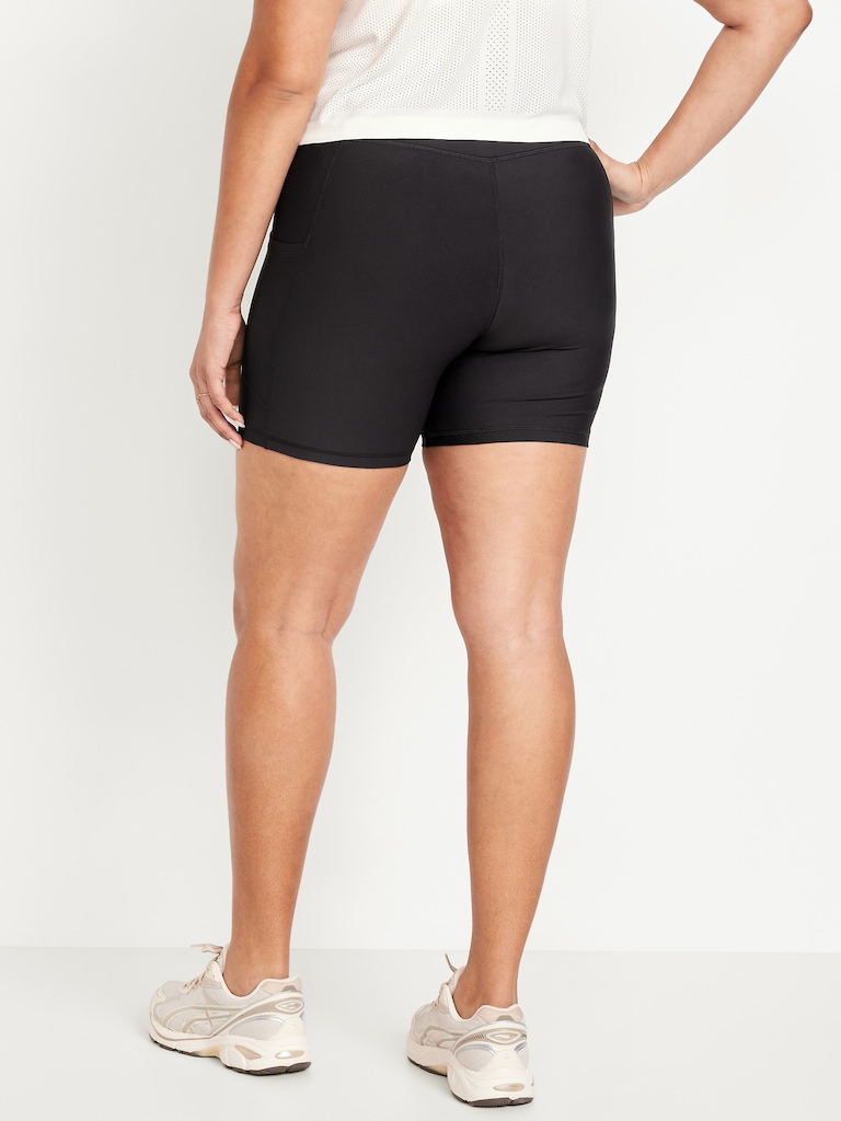 High-Waisted PowerSoft Pocket Biker Shorts -- 6-inch inseam