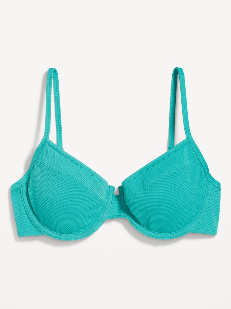 Textured Underwire Balconette Swim Top