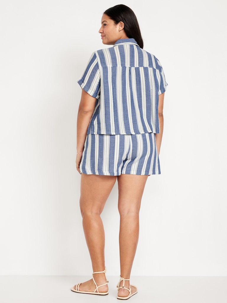 High-Waisted Crinkle Gauze Shorts -- 4-inch inseam