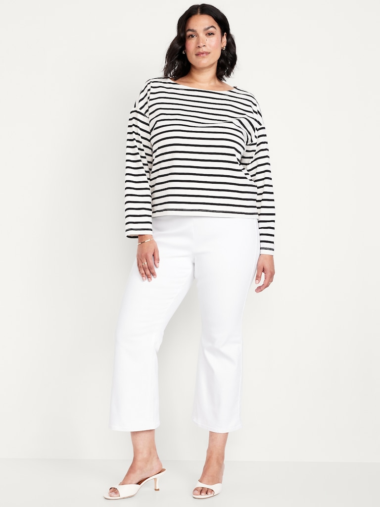 High-Waisted Weekender Pull-On Crop Flare Jeans