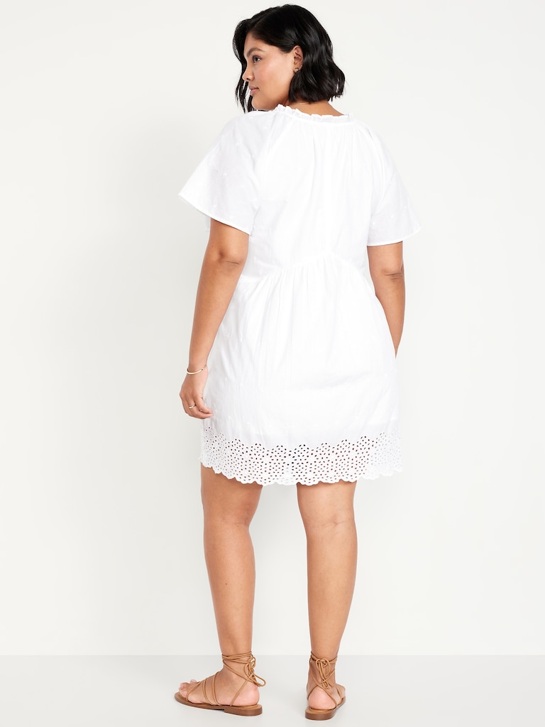 Split-Neck Mini Swing Dress