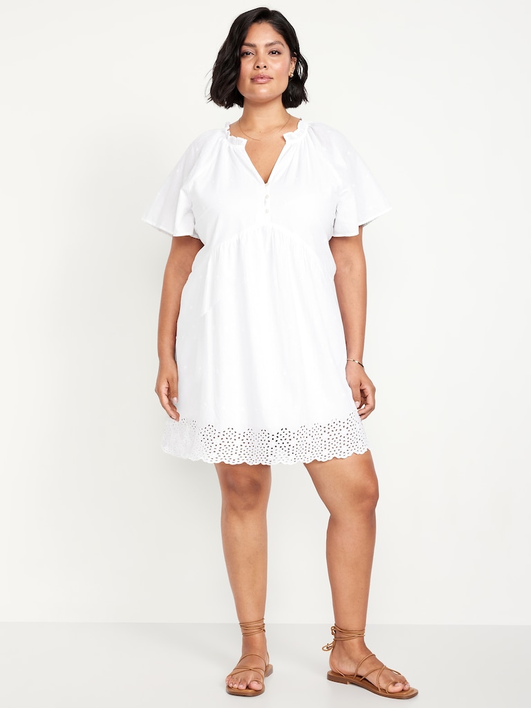 Split-Neck Mini Swing Dress