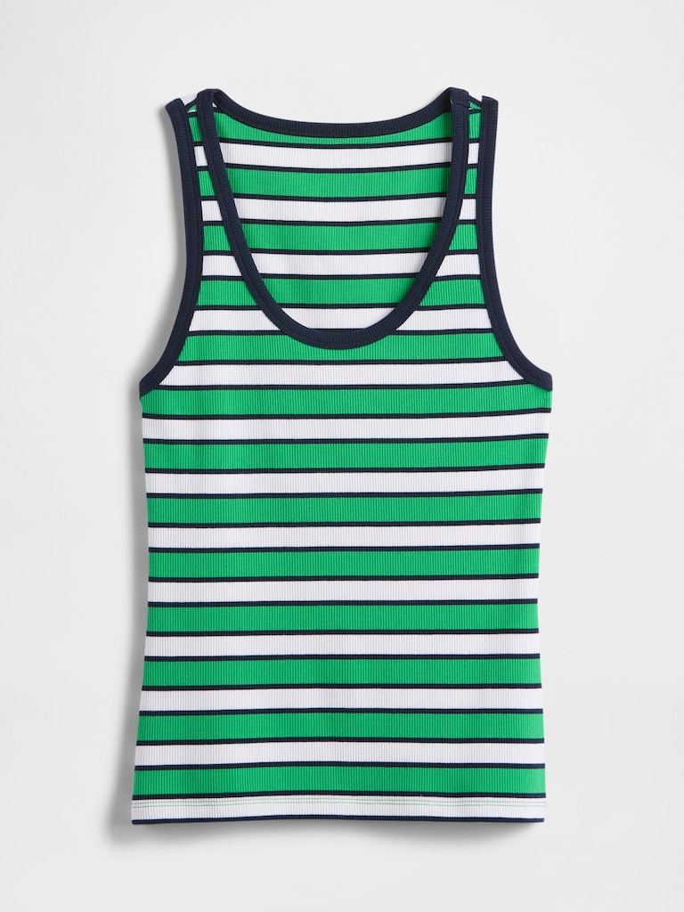 Ribbed Stripe Scoopneck Tank Top