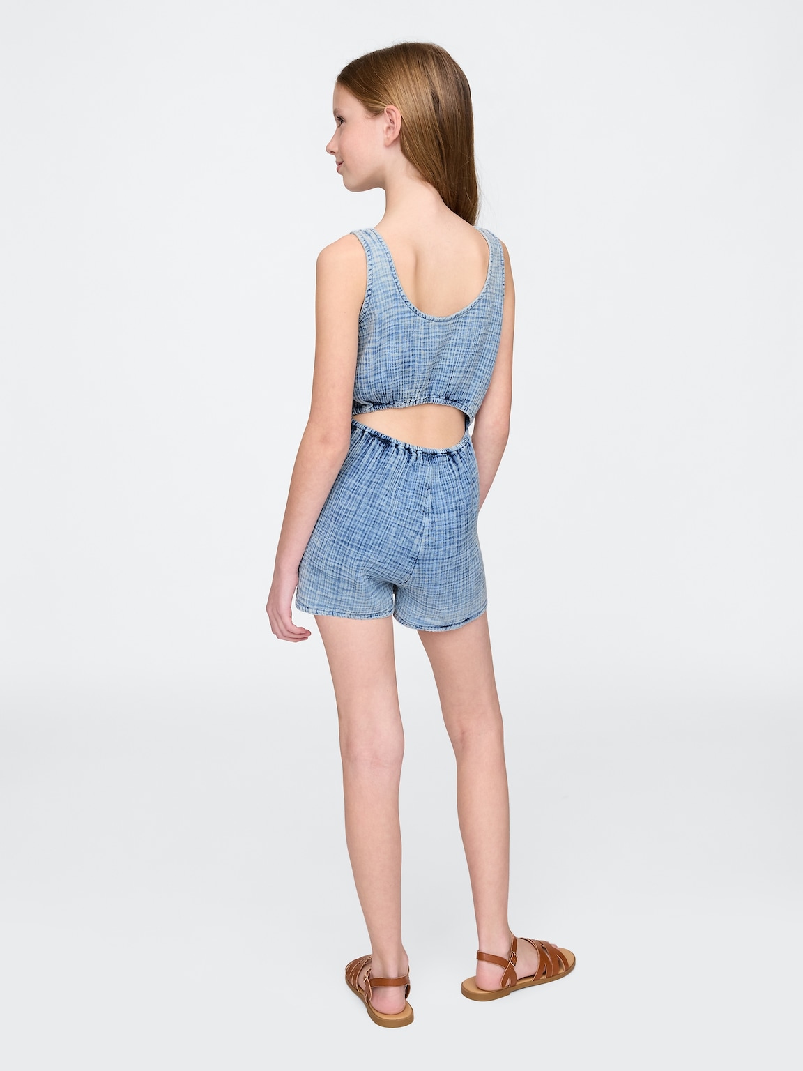 Kids Crinkle Gauze Denim Romper
