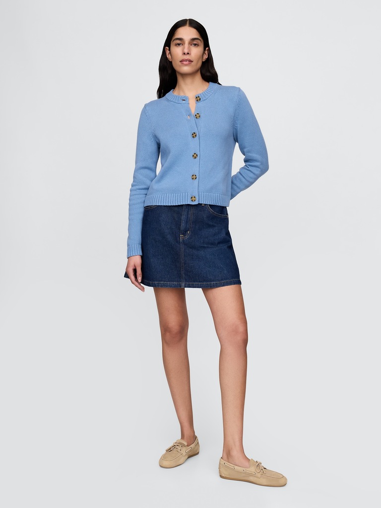 100% Cotton Crewneck Cardigan