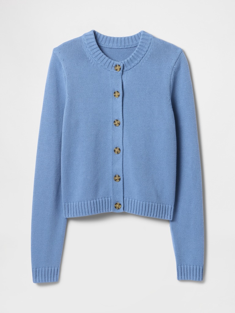 100% Cotton Crewneck Cardigan