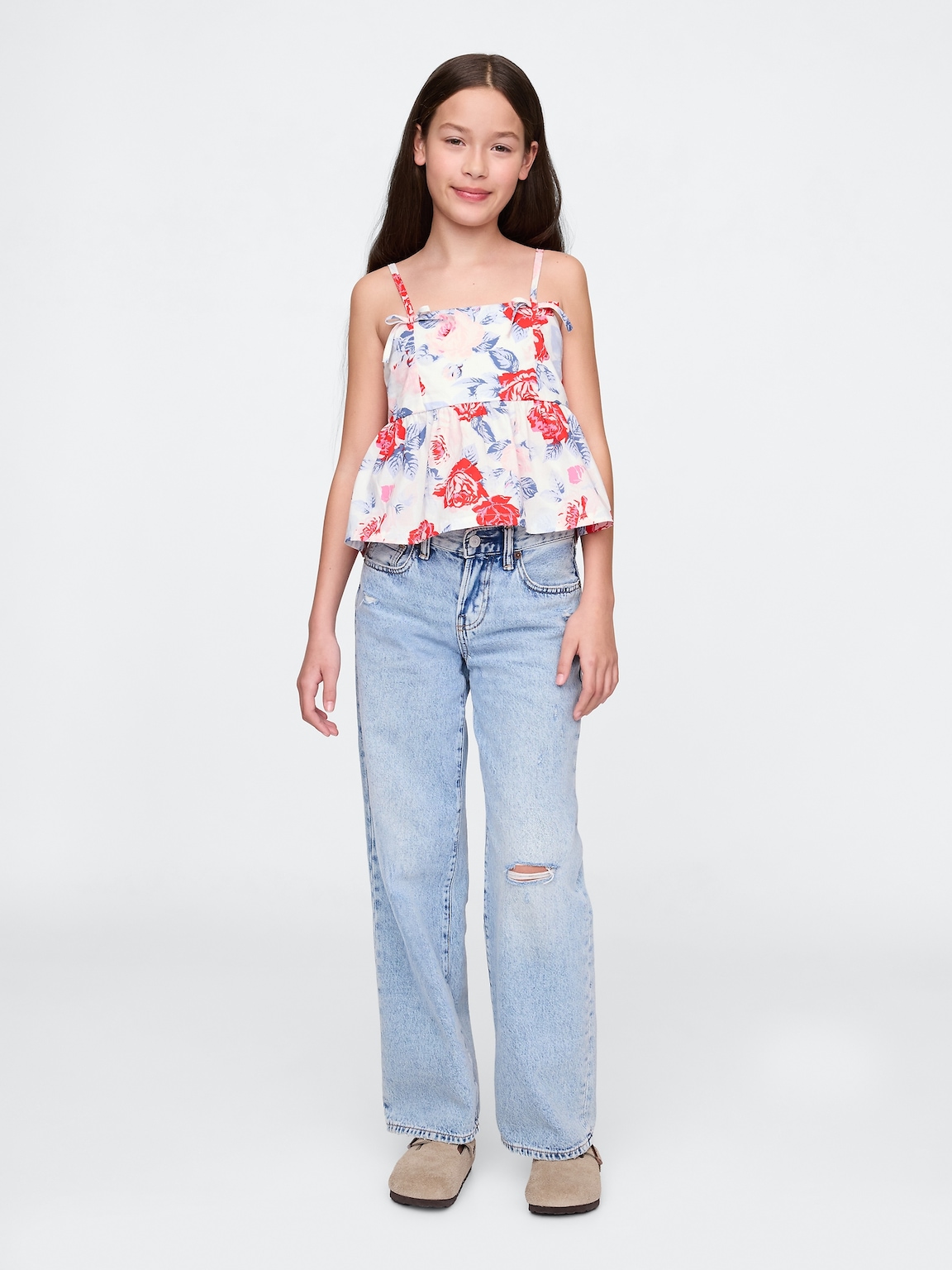 Kids Bow-Strap Peplum Top