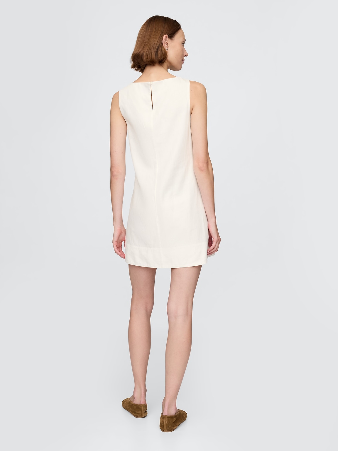 Linen-Blend Mini Shift Dress