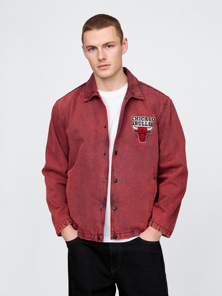 NBA Chicago Bulls  Logo Denim Coaches Jacket