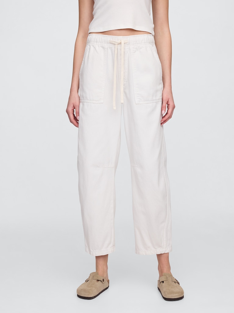 Mid Rise Pull-On Soft Barrel Jeans