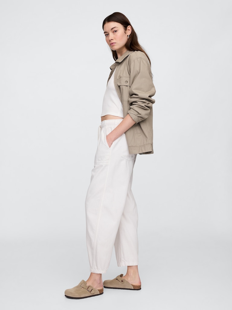 Mid Rise Pull-On Soft Barrel Jeans