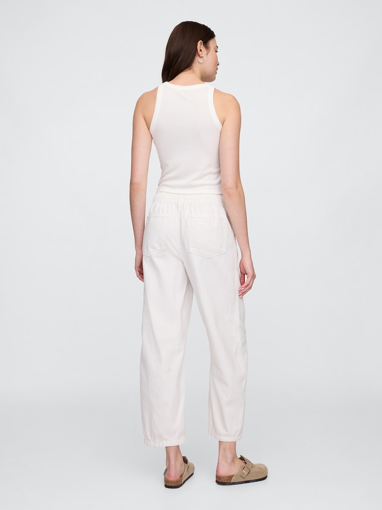 Mid Rise Pull-On Soft Barrel Jeans