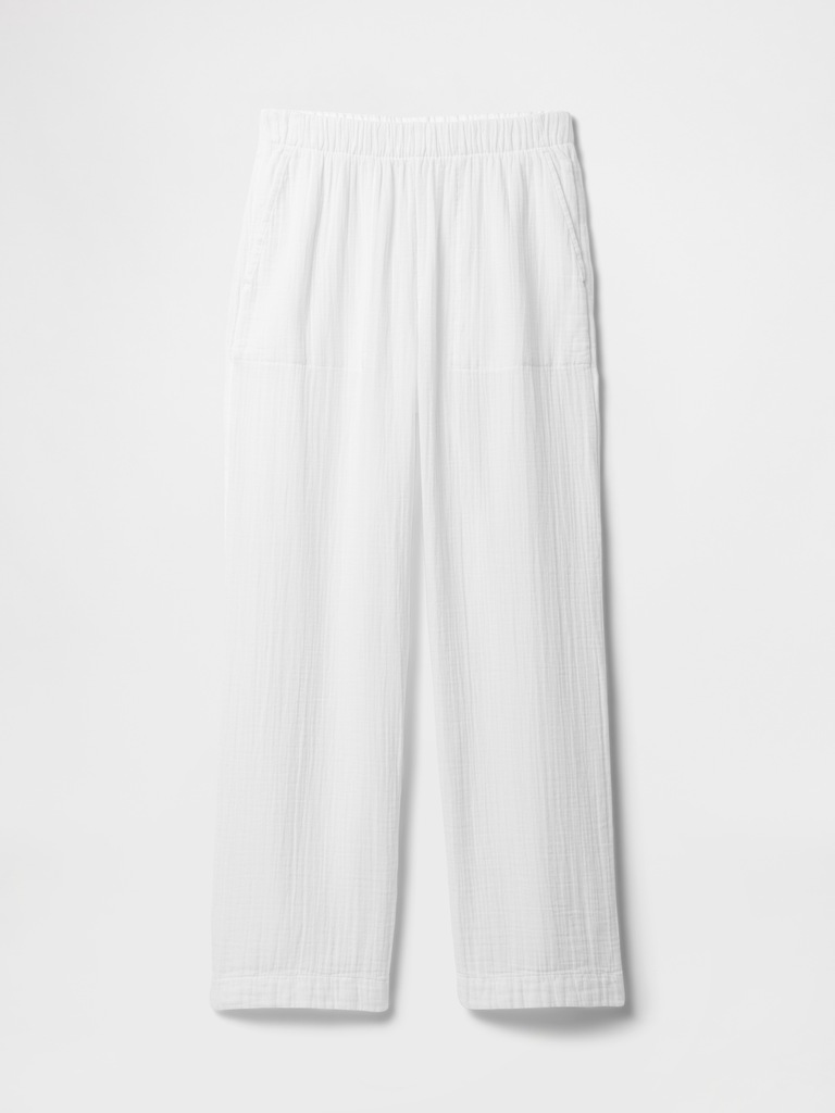 Mid Rise Gauze Pull-On Wide-Leg Pants