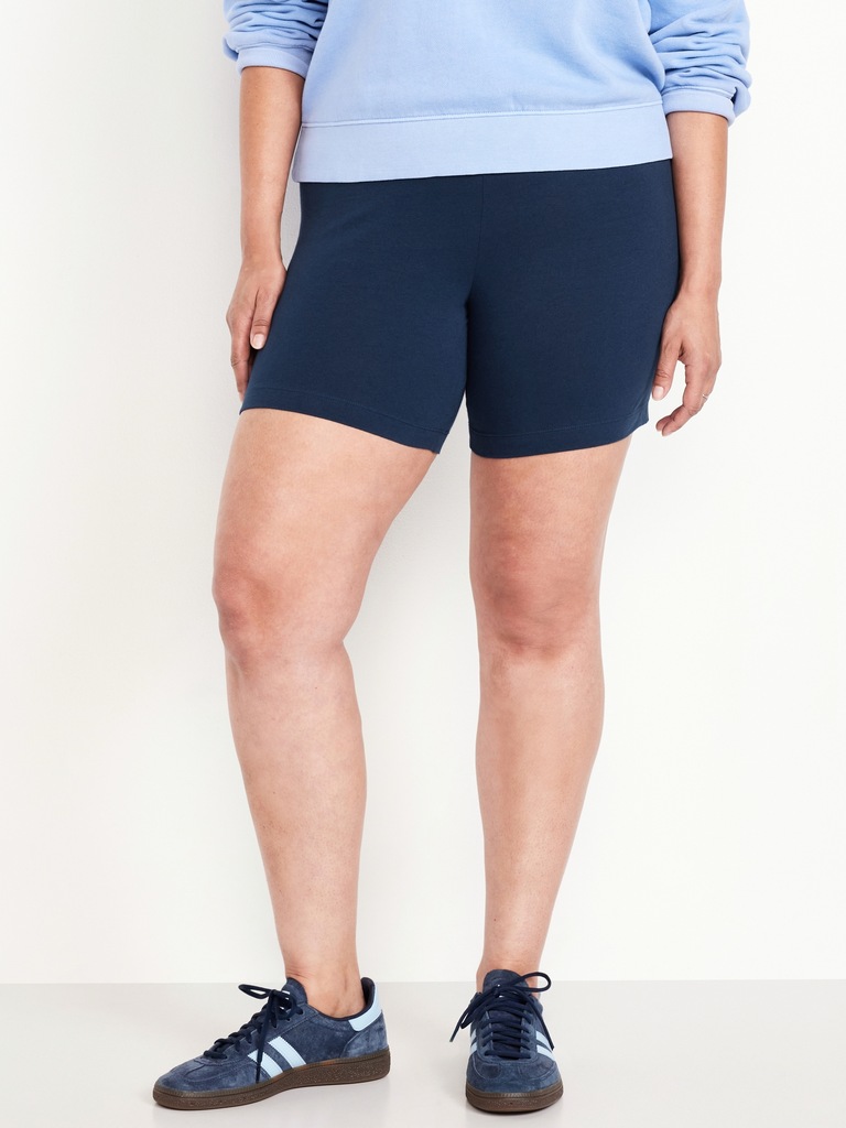 High-Waisted Jersey Biker Shorts -- 6-inch inseam