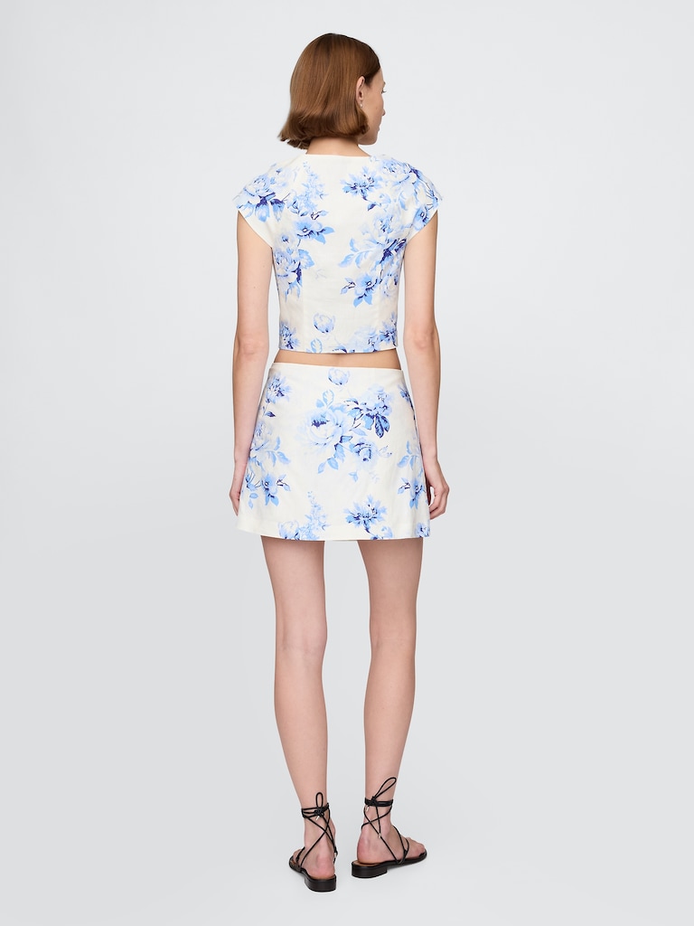 Linen-Blend Mini Skort