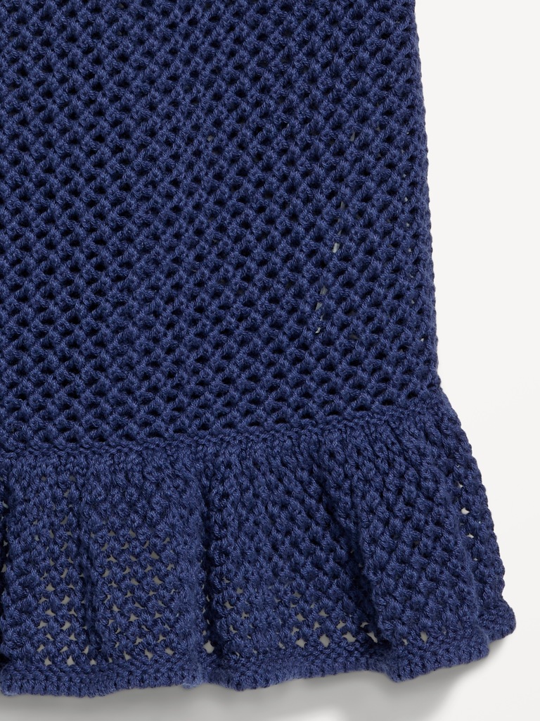 Sleeveless Open-Stitch Peplum Sweater