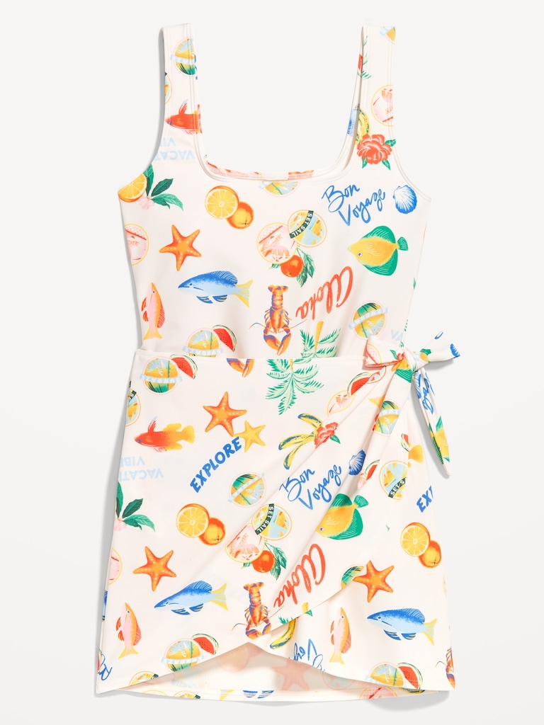 Matte Side-Tie Swim Dress