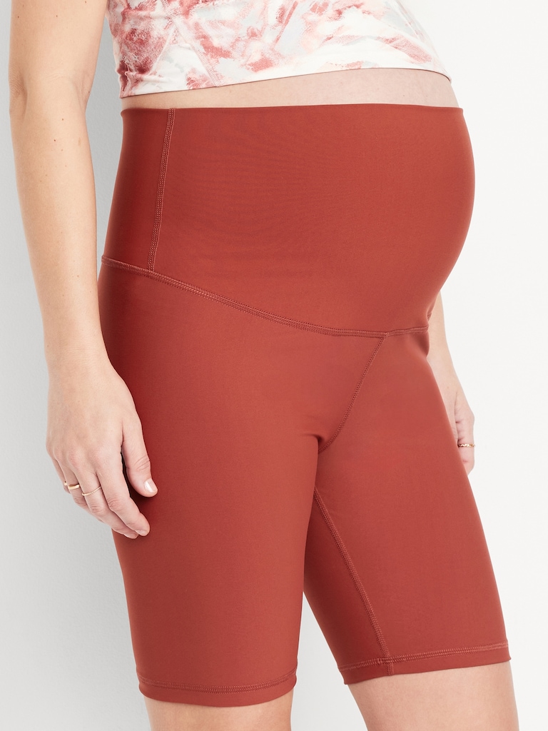 Maternity Full Panel PowerSoft Biker Shorts -- 8-inch inseam