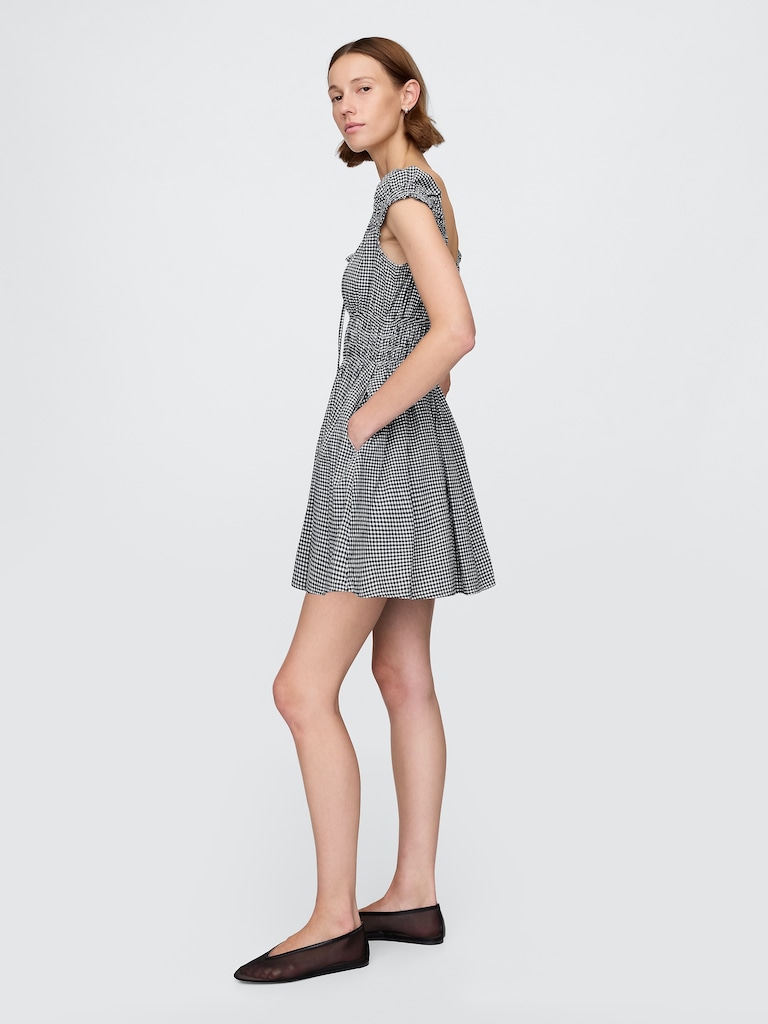 Tie-Front Smocked Waist Mini Dress
