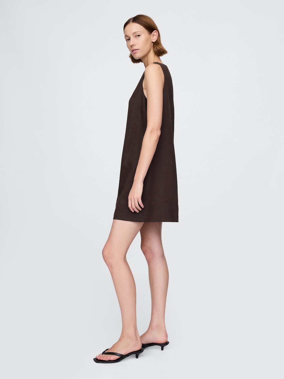 Linen-Blend Mini Shift Dress
