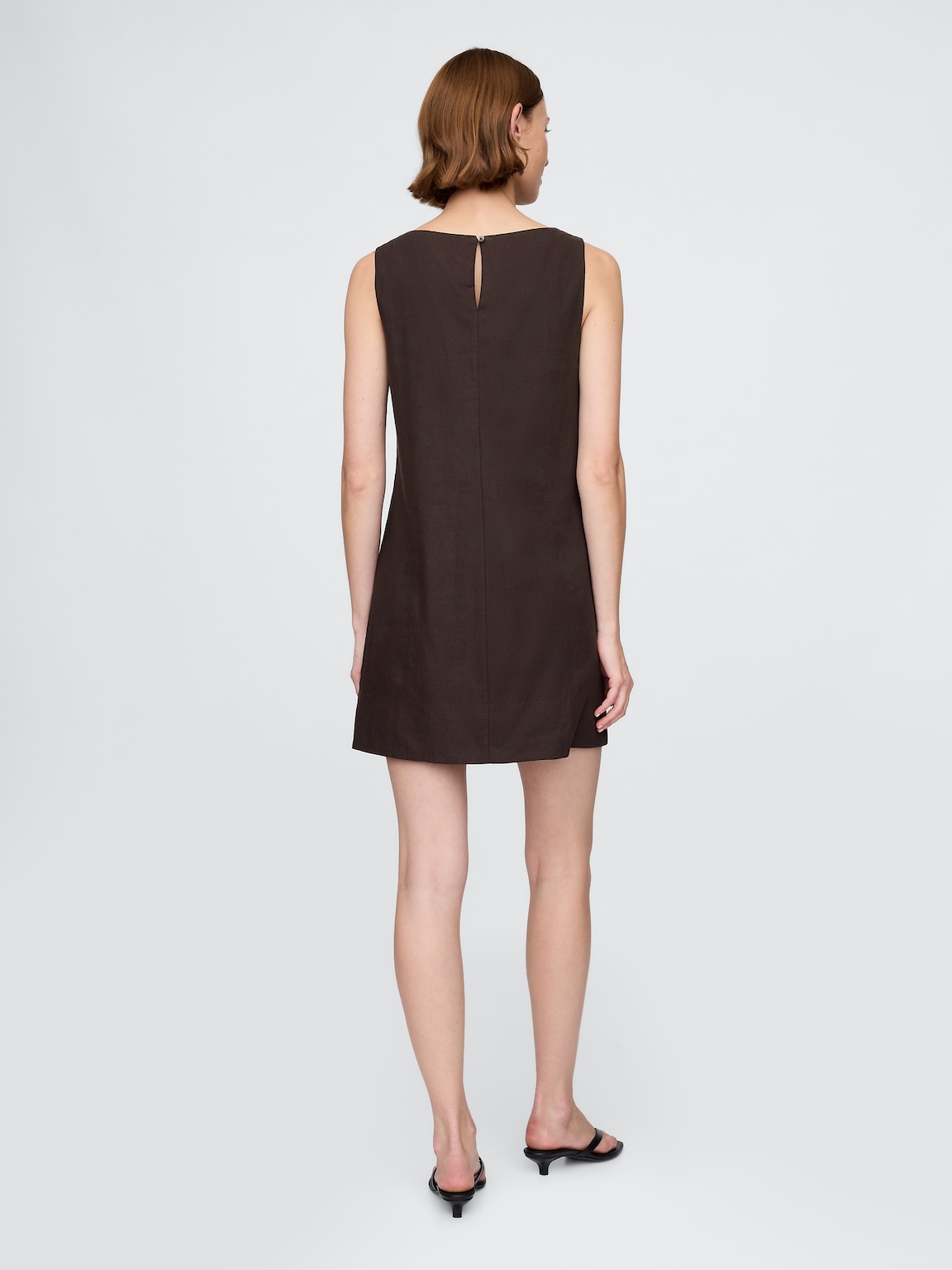 Linen-Blend Mini Shift Dress