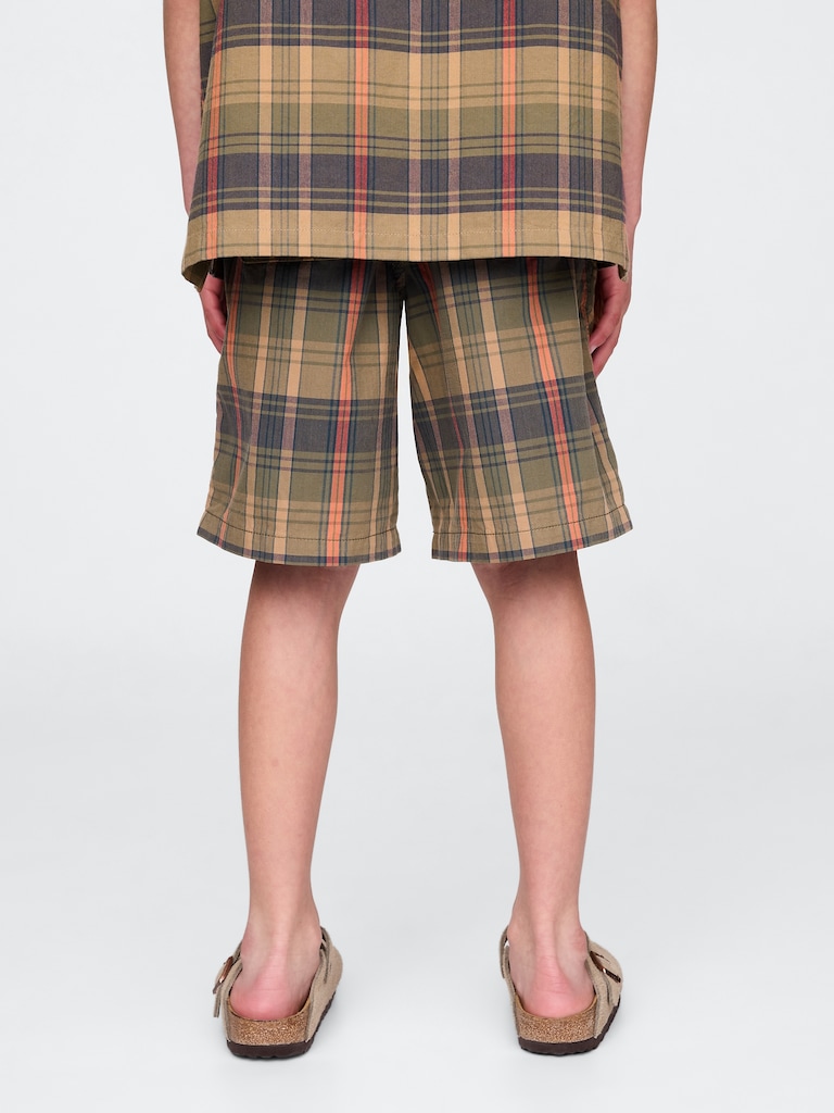 Kids Plaid Canvas Easy Shorts