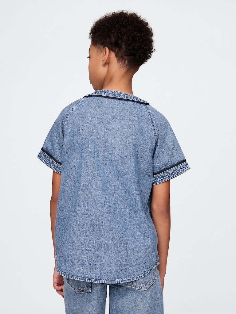 Kids Denim Logo Baseball Jersey