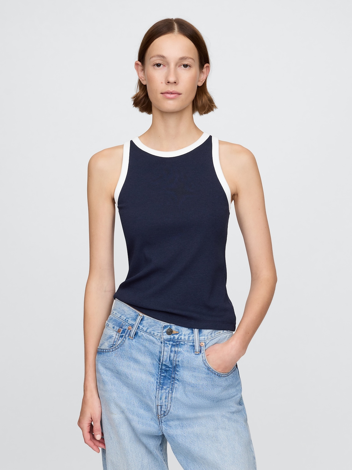 V-Neck Hardware One-Piece Swimsuit