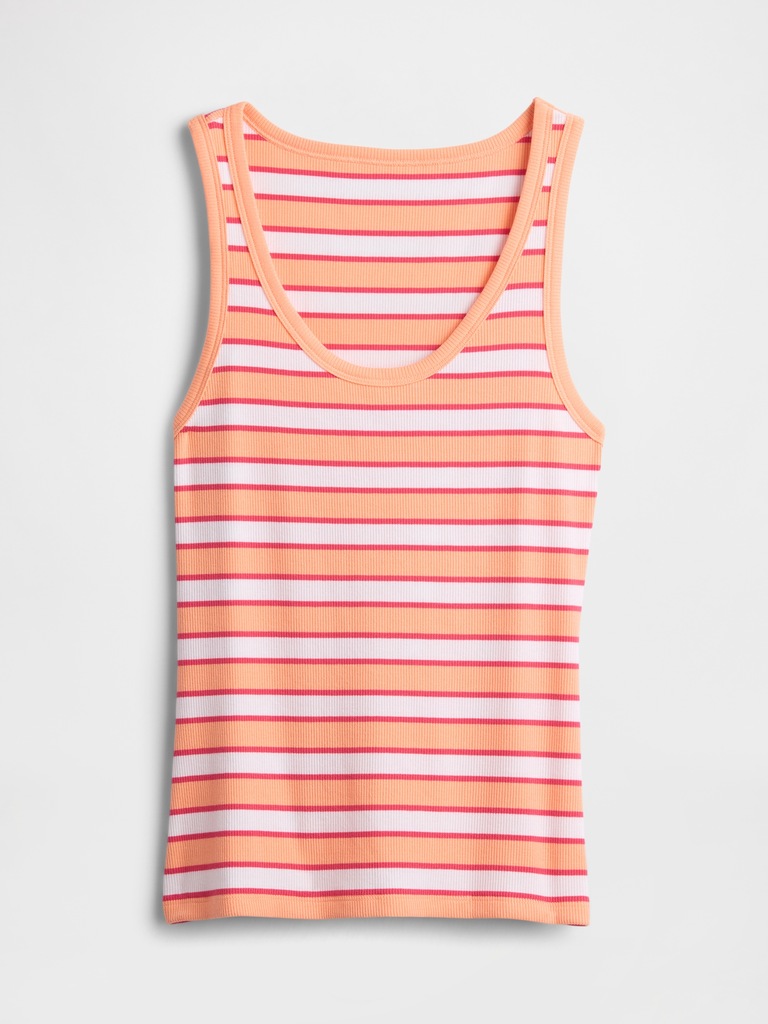 Ribbed Stripe Scoopneck Tank Top