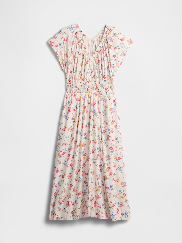 Smocked V-Neck Maxi Dress