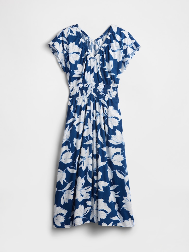 Smocked V-Neck Maxi Dress