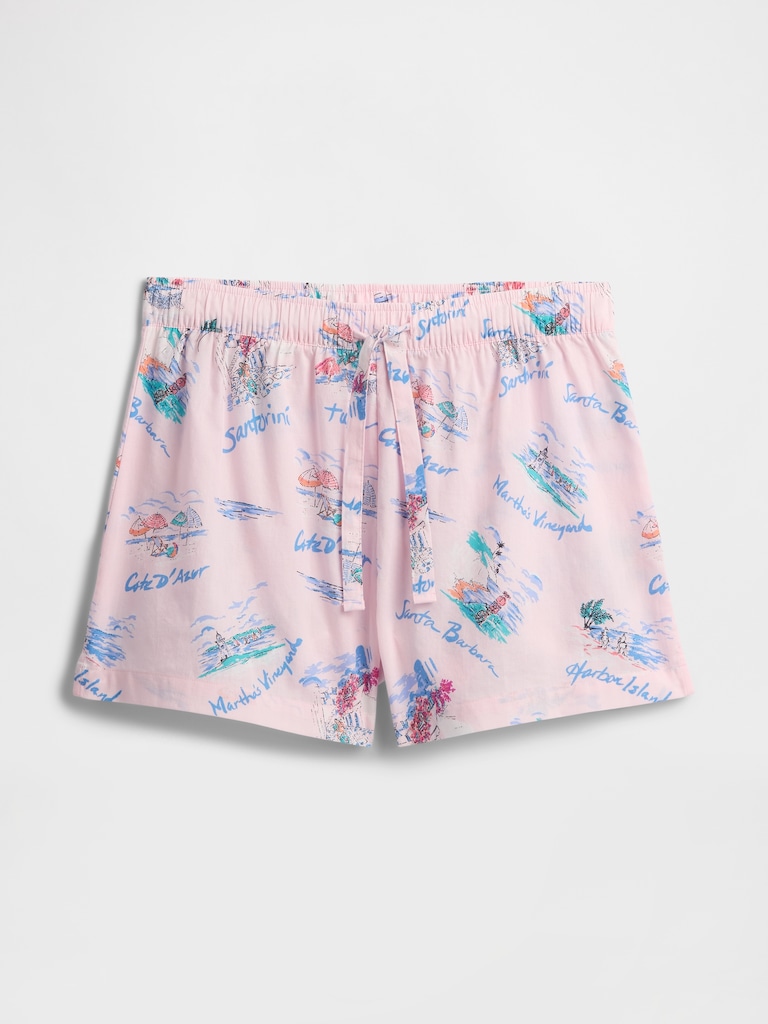 Print Poplin PJ Shorts