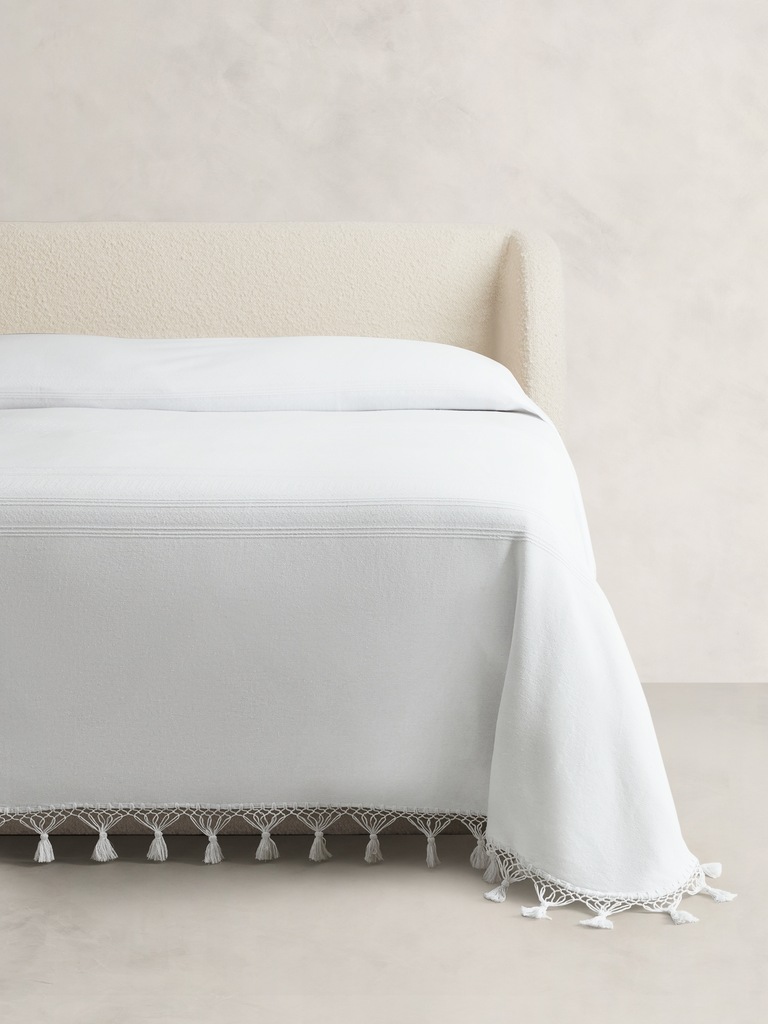 Tasseled-Fringe Cotton Coverlet