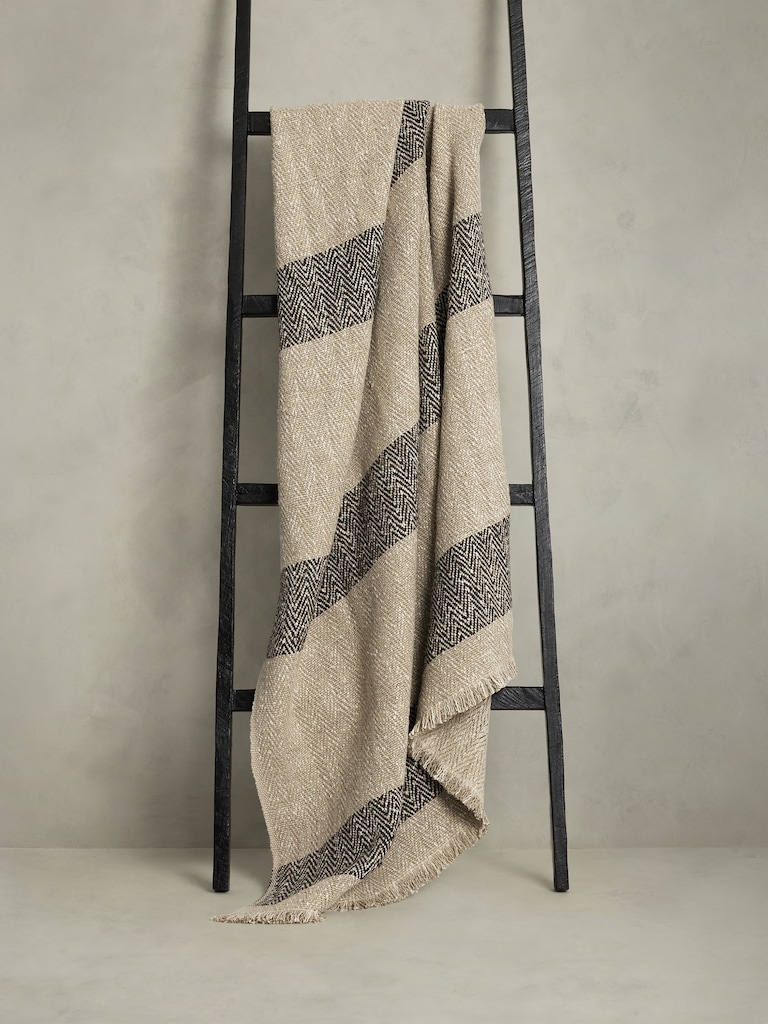 Rustic Linen Stripe Throw