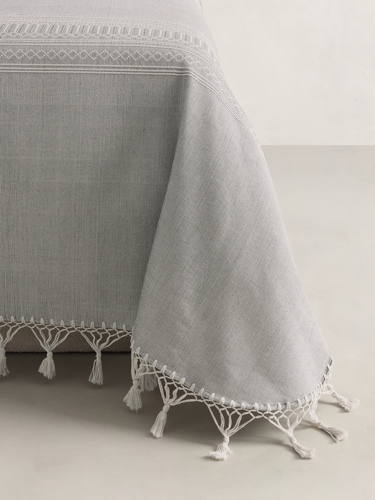 Tasseled-Fringe Cotton Coverlet