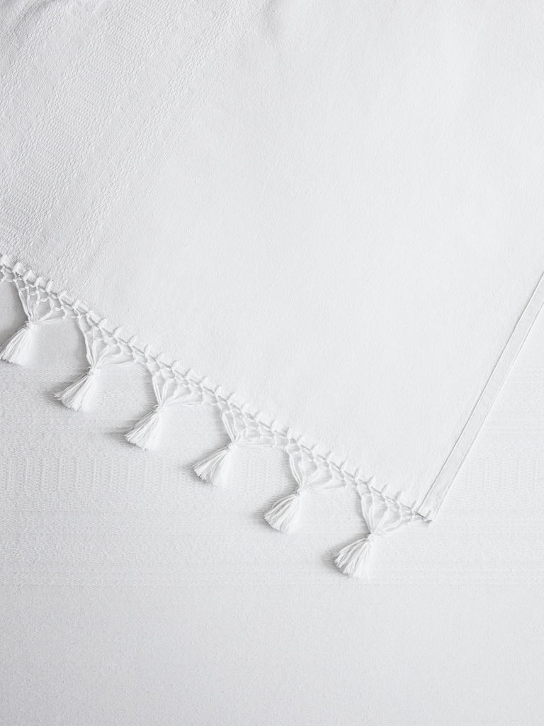 Tasseled-Fringe Cotton Coverlet