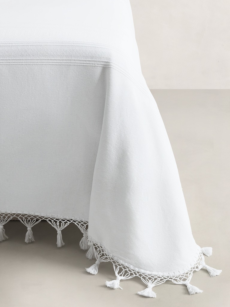 Tasseled-Fringe Cotton Coverlet